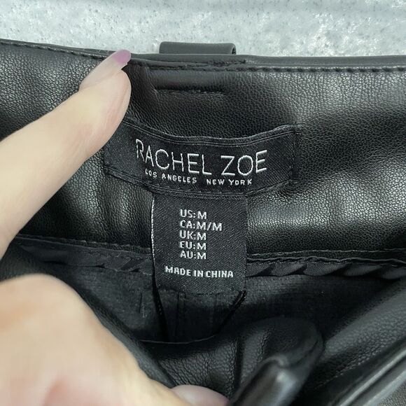 Rachel Zoe Faux Leather Pants Size Medium Black High Rise Straight Trouser NEW - Picture 7 of 10